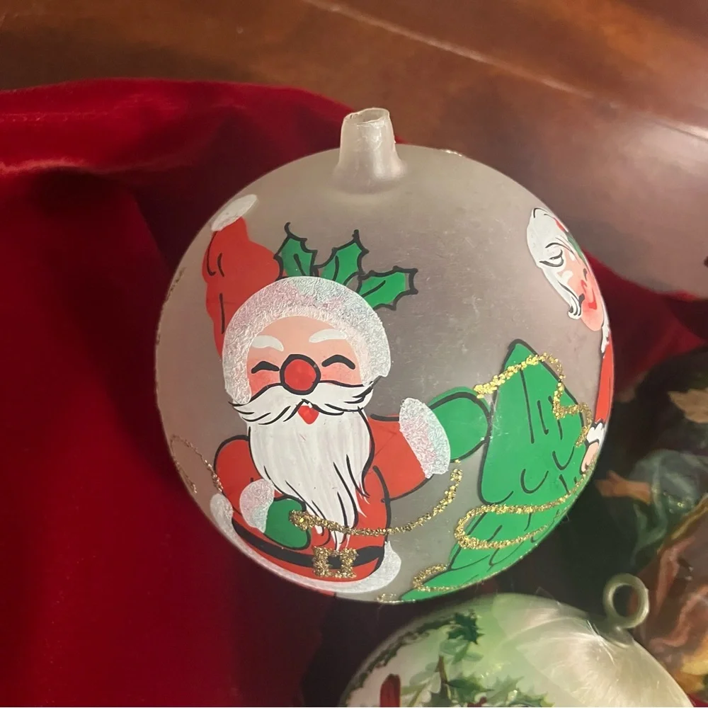 Lot of 3 Vintage / Modern Christmas Ball Ornaments Satin, Glass, 1992 Patricia